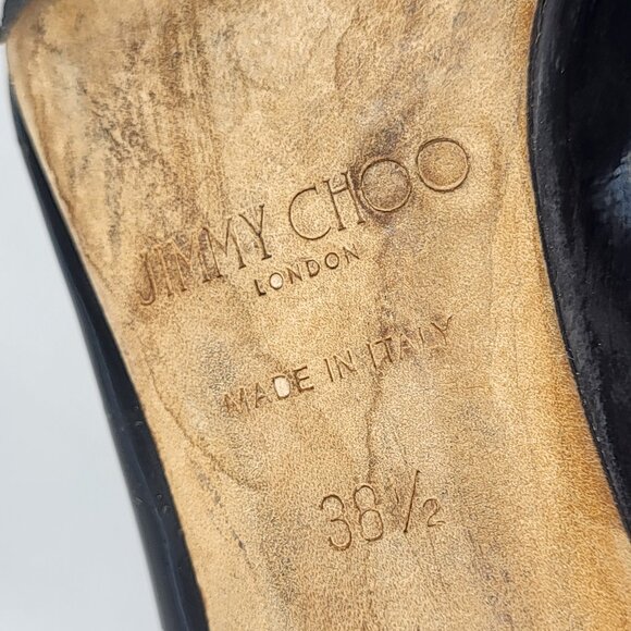 Jimmy Choo Black Patent Leather Pointed Toe Pumps - Picture 13 of 16